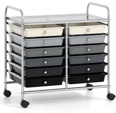 12-Drawer Rolling Storage Cart Mobile Utility Cart on Wheels