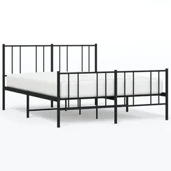 vidaXL Metallbett ohne Matratze mit Fußteil Schwarz 160x200 cm