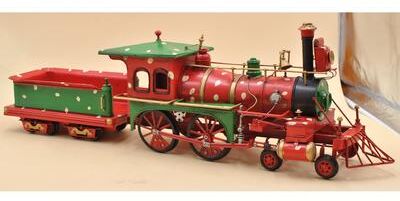 Bronzhaus Handmade Antique Reproduction Tin Model Train-1906 Steam Trains Figurine Artwork
