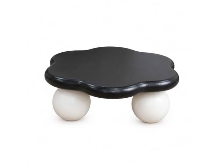 Jastoery 79cm Kontrast Wolken-Couchtisch Schwarz/Weiß Runde, abgerundete Tischplatte. Kugelförmige Beine. Ideal für kleine Wohnungen & Haustiere. Kratzfest & wasserabweisend.