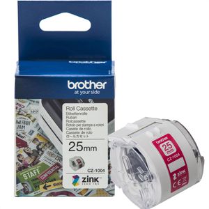 Brother-Etiketten CZ-1004, 25mm, Länge 5m, Farb-Etikettenrolle, endlos, permanent
