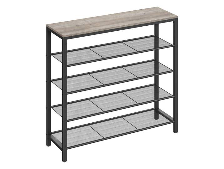 Boxxx Schuhregal Vasagle, Schwarz, Greige, Metall, 100x92.5x30 cm, stehend, Garderobe, Schuhaufbewahrung, Schuhregale