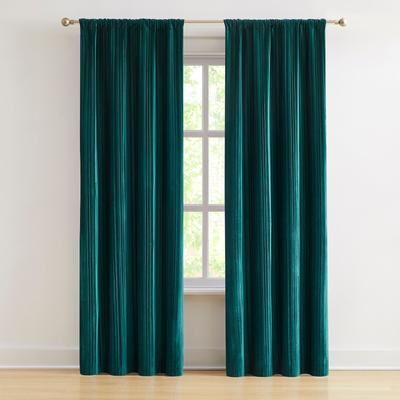 "Lush Decor Glam Pleated Velvet Light Filtering Window Curtain Panels Pair - 84"" x 38"""