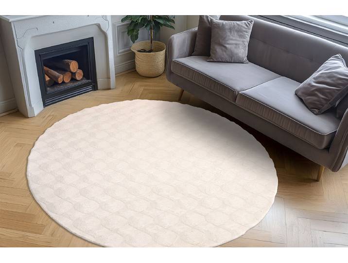 Hochflorteppich Royal Glow 825 Rund Ø 200cm Beige/Ivory