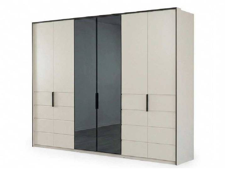 Xlmoebel Kleiderschrank Kleiderschrank Beige Schwarz Modern Edel Schrank Glas Schrankwand