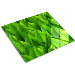 GLASPLATTE 60x52 cm Grüne Blätter