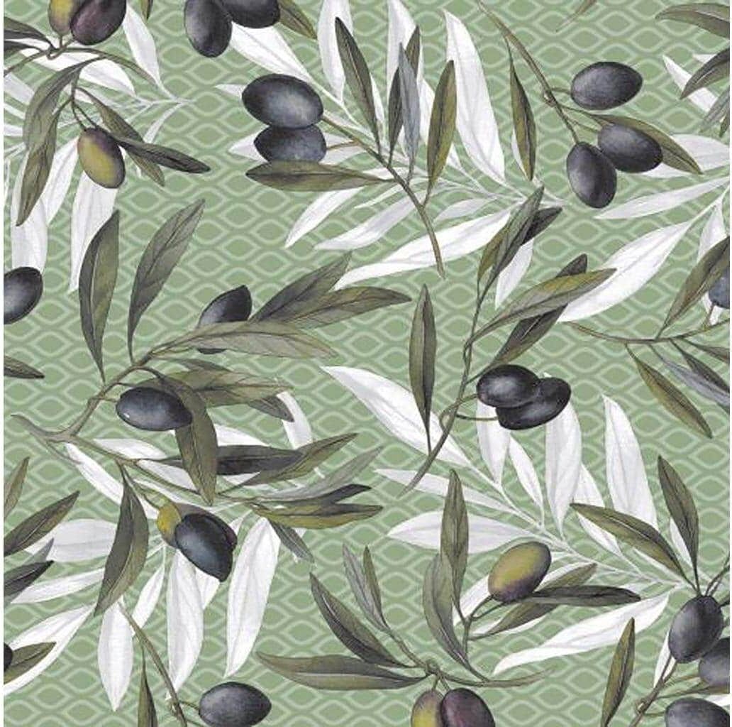 Tischdecke HUBATKA TEXTIL "Ideal, Olives, 140 x 260 cm", grün (olive grün, weiß), B:140cm L:260cm, Polyvinylchlorid, Tischdecken, Tischdecke olive grün, weiß B/L: 140cm x 260cm