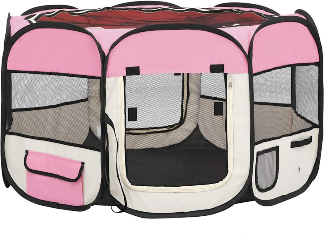 Archie & Oscar Lionel Panel Metal Exercise Pen With Door Pink 58cm H x 110cm W x 110cm D