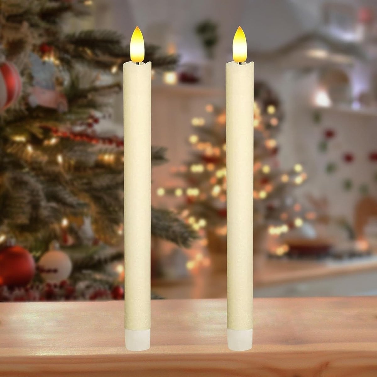 SnelShoppen Set van 2 LED Kaarsen met Oscillerende Vlam, Batterij Aangedreven Conische Flameless Kaarsen