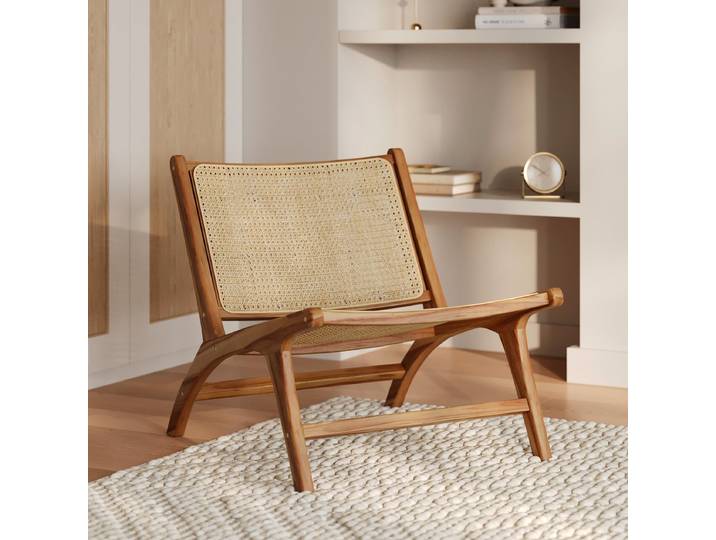 Maison Pavane Fauteuil en teck et tressage cannage en rotin - KILKA Marron