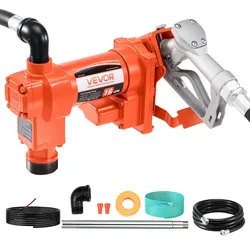 VEVOR Kraftstoff Umfüllpumpe, 12 V DC, 60,5 L/min, 1/4 PS, Diesel-Transferpumpe mit manueller Düse, Auslass- & Saugschlauch, für Benzin, Kerosin, Ethanol-Mischungen, Methanol, Biodiesel