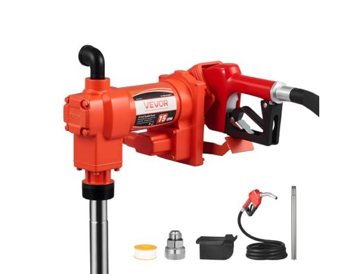 VEVOR Pompe Transfert Carburant 230 V CA Pompe Transfert Diesel Électrique 57 L/min\, avec Pistolet Carburant Arrêt Automatique\, Tuyau de Refoulement\, pour Essence\, Kérosène\, Biodiesel\, Mélange Éthanol