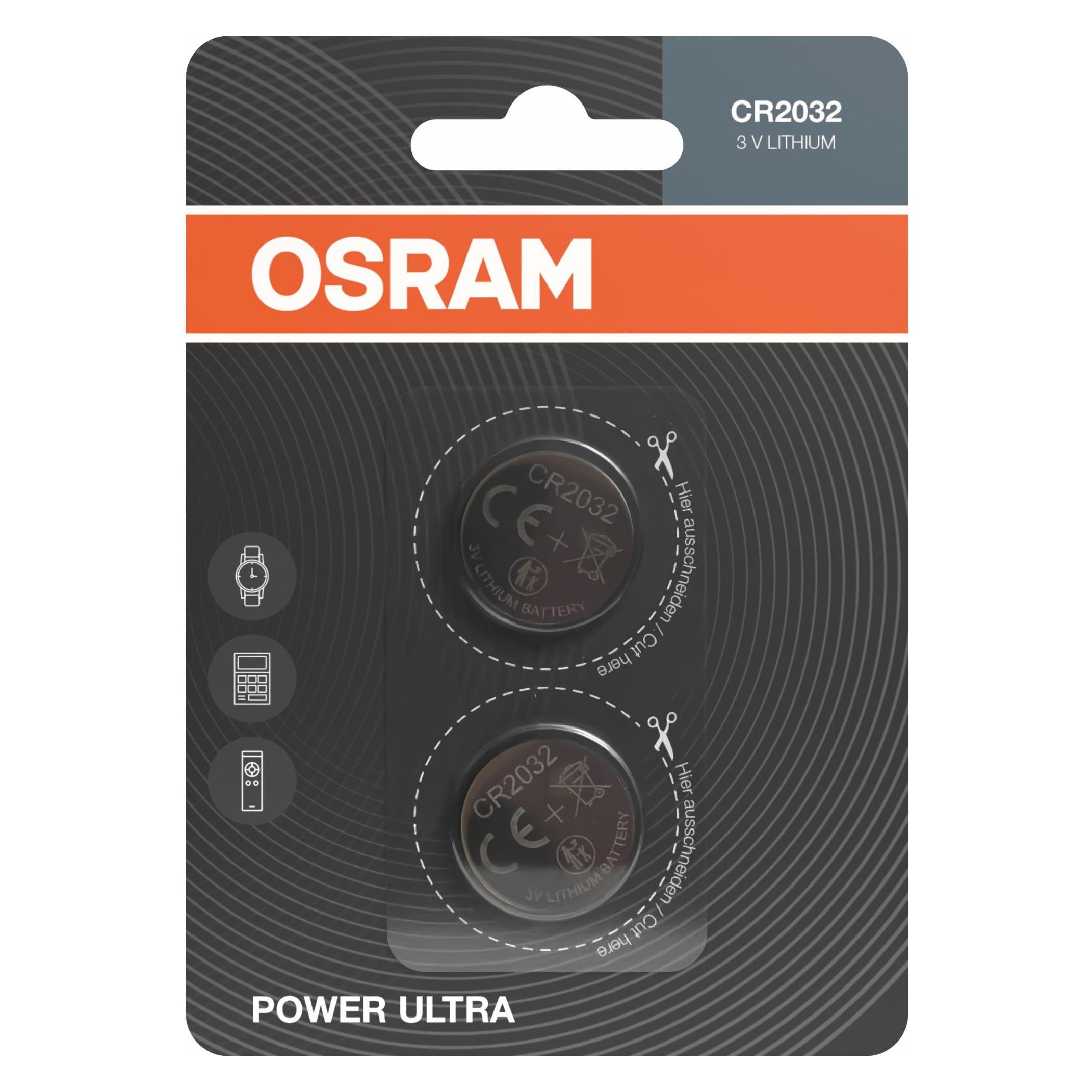 Osram Knopfzellen CR2032 Lithium, 2 Stück (2 Stk.) (5009341)