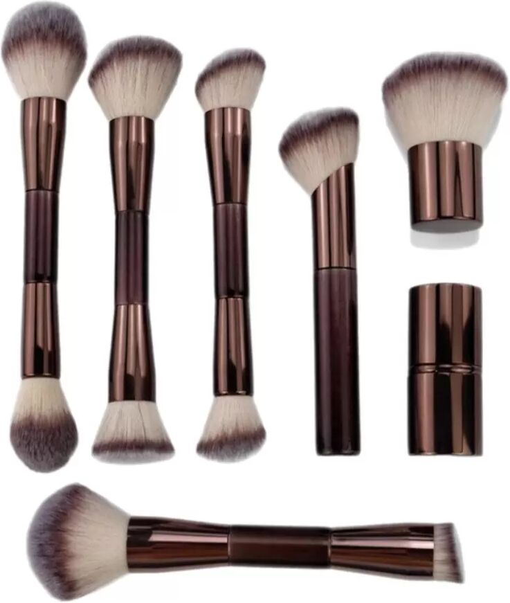 INF 7-teiliges doppelseitiges Teleskop-Make-up-Pinsel-Set – Dual-Head Foundation-, Puder- und Kontur-Pinsel, kompaktes