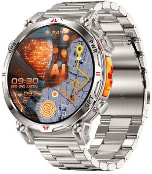 Shopalltechgadgets Bluetooth Calling Smartwatch With Fitness Tracker And Long Battery Life silver Steel