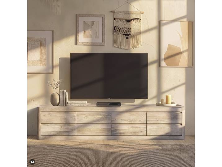 TV-Board Mango 220x40x50 weiß lackiert TORONTO #366