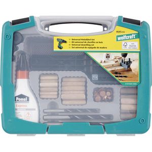 Wolfcraft Dübelhilfe Universal-Meisterdübler-Set, 4645000, für Holz-Dübel-Verbindungen, 79-teilig, 2 Stück