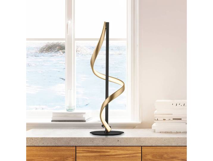 Q-Smart-Home Paul Neuhaus Q-Swing Tischlampe, anthrazit/messing Q-Swing, dimmbar, schwarz, für Wohn- / Esszimmer, Aluminium, Modern