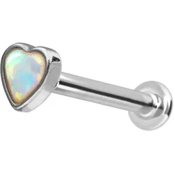 14 Karat Gold Labret mit Push Fit SYNTHETISCHES OPAL-HERZ