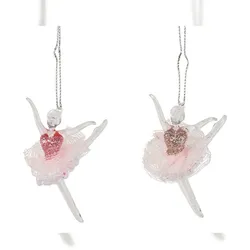 Christmas Decorations 4 Christbaumschmuck Kunststoff 7,2cm Ballerina Figur Set Weihnachtsbaum Christbaum Anhänger Weihnachtsbaumschmuck Weihnachten Deko Rosa Weiß