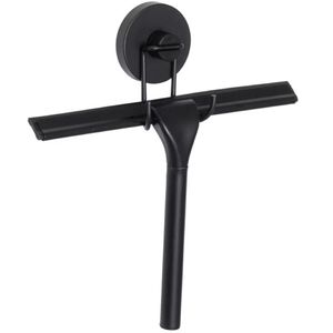 Wenko Duschabzieher Vacuum-Loc, aus Metall, schwarz, Saugnapf-Halterung, mit Gummilippe, Wischbreite 25 cm