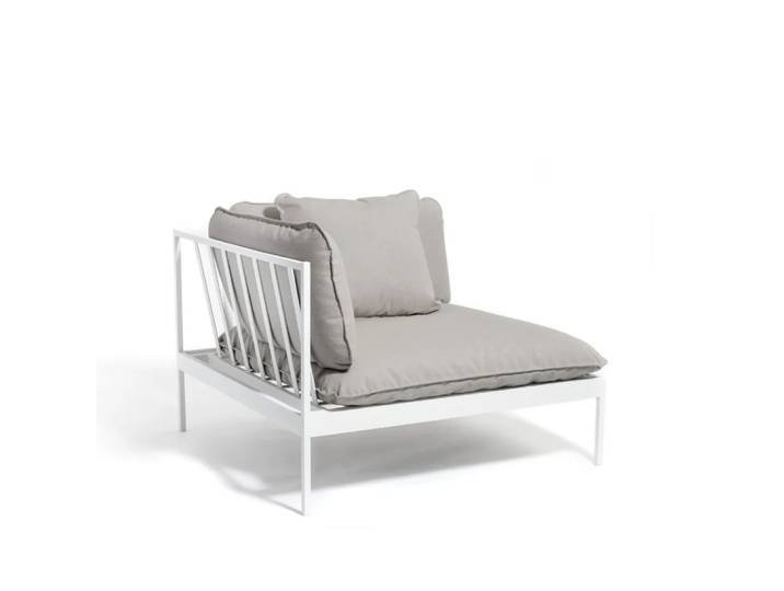 Skargaarden Bönan Modulsofa Sunbrella Sling light grey, Eckteil, hellgraues Aluminiumgestell
