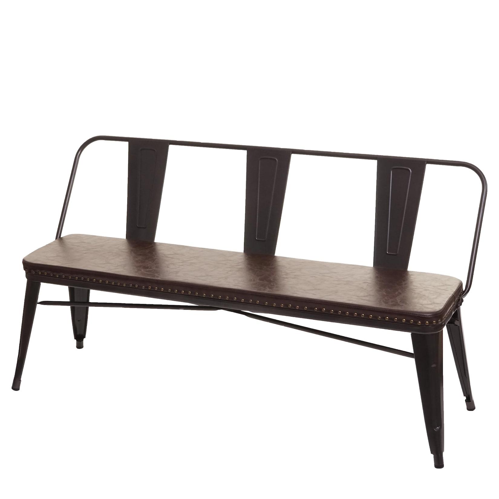 3er Sitzbank MCW-H10, Garderobenbank Esszimmerbank, Kunstleder Chesterfield Industrial Gastronomie ~ schwarz-braun