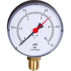 Hydrometer für Heizung/Sanitär - Radial, Afriso, Ø100 mm, DN15 (1/2''), 0-1bar