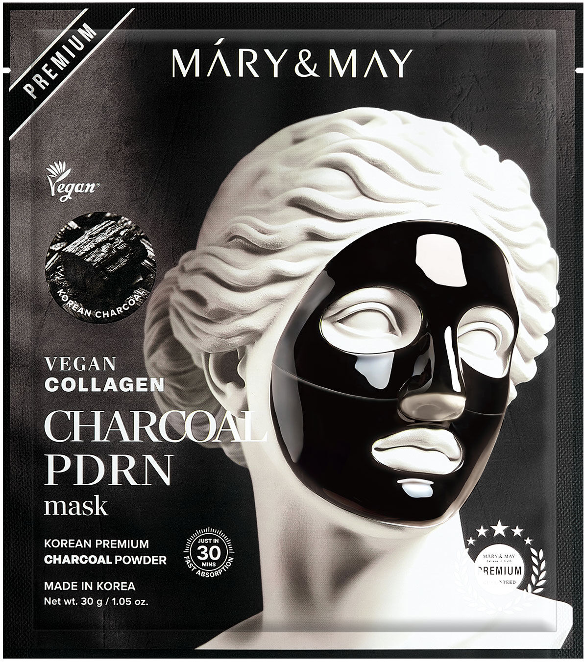 Mary & May MARY&MAY Vegan Collagen Charcoal PDRN Sheet Mask