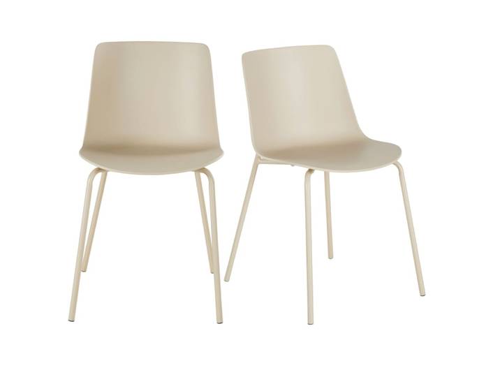 Chaises en polypropylène et acier beiges (x2)