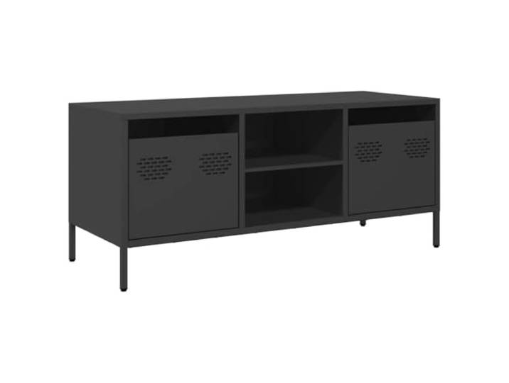 KGFHERENB TV-Schrank Schwarz 101,5x39x43,5 cm Stahl Lowboard Industrielles Metallmöbel mit Schubladen für Schlafzimmer und Wohnbereich, pflegeleicht und bodenschonend.