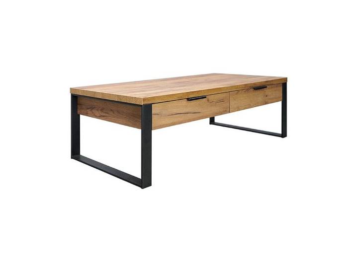 Table basse 2 tiroirs 1 niche pieds métal Ron