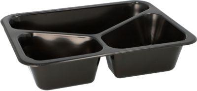 Menüschalen Papstar Circulware by Havel, Mehrweg, 3-geteilt, mikrowellen- & spülmaschinengeeignet, L 227 x B 178 x H 45 mm, PP, schwarz, 20 Stück