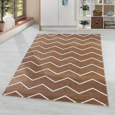 Teppich AYYILDIZ TEPPICHE "RIO 4602", rosa (kupfer), B:140cm H:8mm L:200cm, Polypropylen (PP), Teppiche, Teppich, Pflegeleicht / Strapazierfähig / Trend Colors/ Wohnzimmer