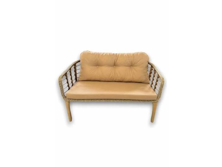 Hanah Home Stylish Garden Lounge Set, 100% Aluminium, Easy Clean Fabric, 2-Seat Sofa & 2 Wing Chairs, Coffee Table Beige Solid Color Perfect for Outdoor Relaxation