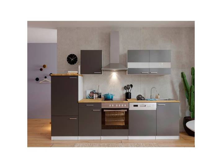 Küchenleerblock B: ca. 280cm Grau/Weiß