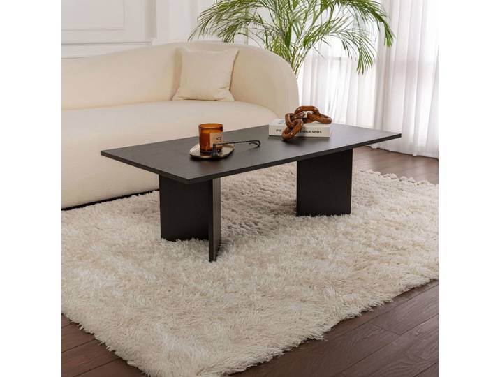 Table basse rectangulaire design 119x60x40 cm décor noir - liora