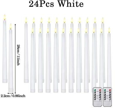 Uplifted Finds Flameless LED Taper Candles   Battery Operated Flickering Faux Candles white 24 Pcs