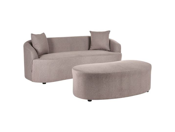 SOFA mit Ottomane Stoff Taupe Amal