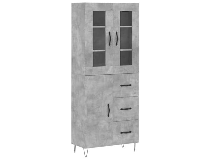 Highboard Betongrau 69,5x34x180 cm Holzwerkstoff mit Metallfüßen Mit Wandhalterung, viel Stauraum, robuste Holzwerkstoffplatte, Metallfüße für Stabilität, vielseitig einsetzbar