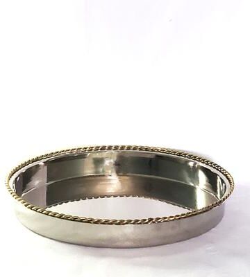 Jiallo "Gold Stainless Steel Round tray w/twisted border 10.5"" dia"