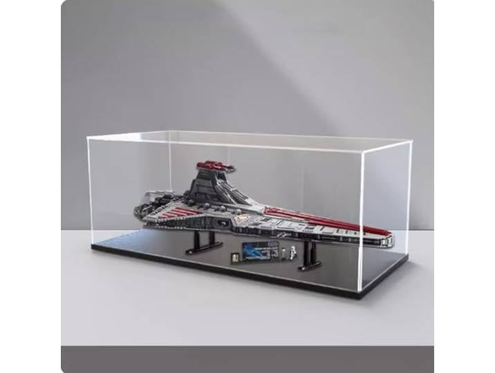 Acryl Vitrine Box Kompatibel Lego 75367 Raumschiff Modell, Schutz, Staubdichte Vitrine Geschenkmodell, Transparent, Kompatibel mit Lego (nur Vitrine) (Schwarzer Sockel)