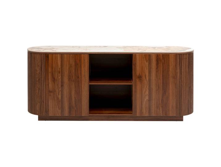 Kare-Design Sideboard, Braun, Weiß, Keramik, 4 Fächer, 180x76x45 cm, Wohnzimmer, Kommoden & Sideboards, Sideboards