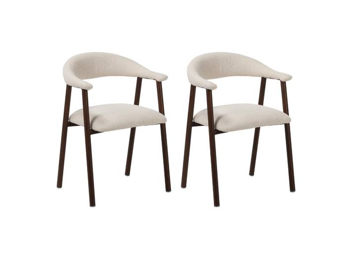 Livetastic Armlehnstuhl-Set Suki Walnuss, Elfenbein, Metall, 55x82x55 cm, Esszimmer, Stühle, Esszimmerstühle, Esszimmerstühle-Set