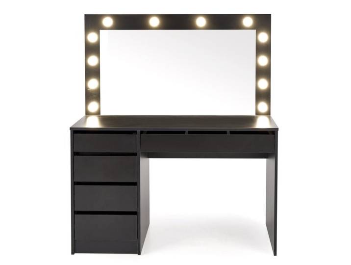 Coiffeuse design noire à led + miroir