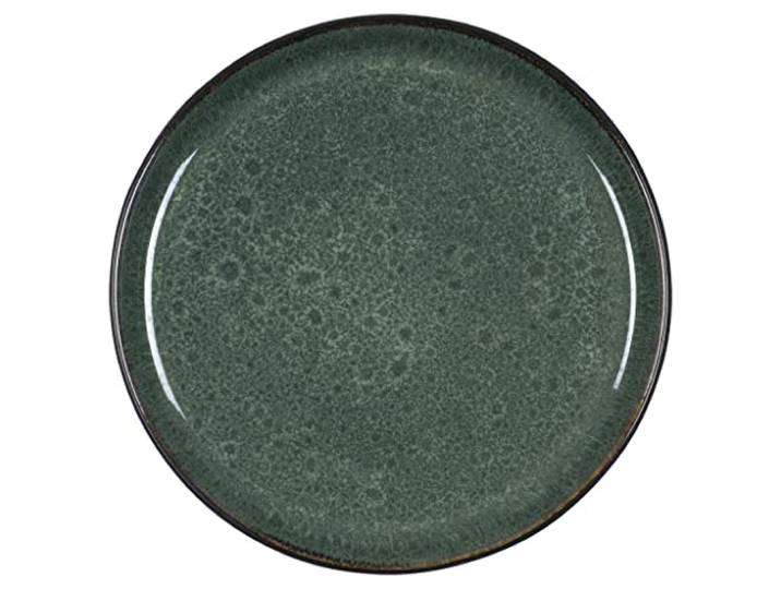 BITZ Assiette\, assiette à gâteau\, assiette à dessert en grès\, 21 cm de diamètre\, noir/vert