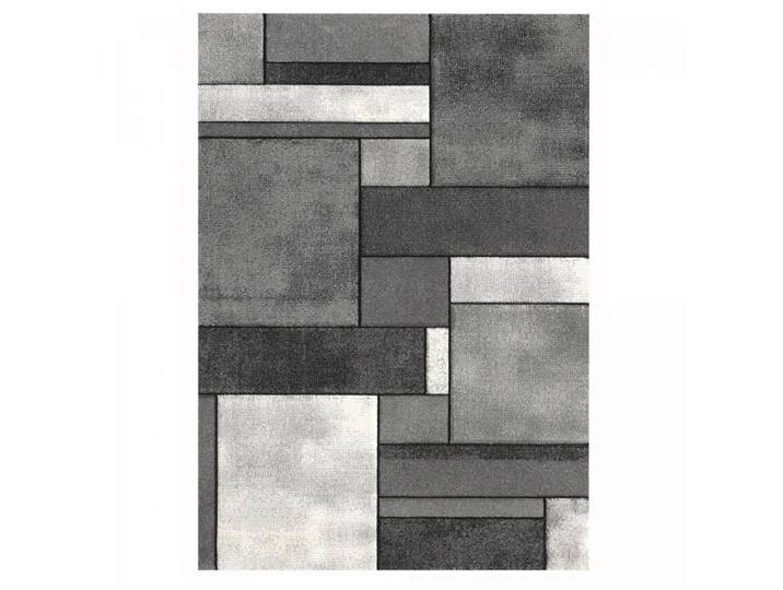 Tapis salon tissé motif géométrique doux et soyeux, argent 200x290