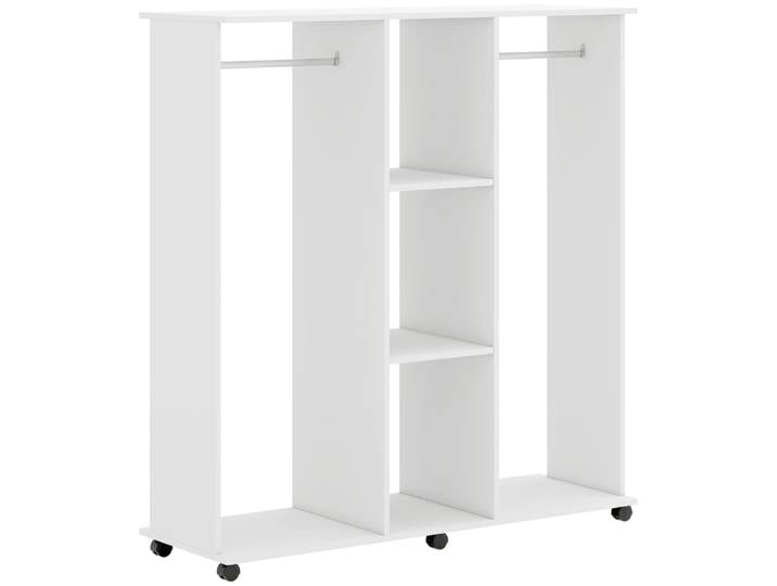 Armoire penderie mobile 6 roulettes panneaux de particule blanc