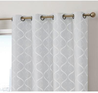 HLC.me Lattice Flocked 100% Complete Blackout Thermal Insulated Window Curtain Grommet Panels - Set of 2