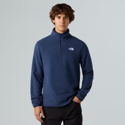 Fleecepullover THE NORTH FACE "M GLACIER FLEECE 1/4 ZIP JACKET", Herren, Gr. XL, blau (summit navy), Obermaterial: 100% Polyester, Sweatshirts Fleecepullover, 1/4-langer Reißverschluss, aus Polyester, feuchtigkeitsabweisend